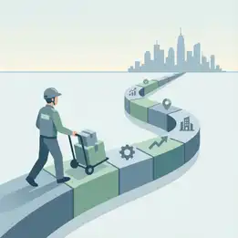 A male clipart carrying delivery parcel and moving ahead step by step towards career growth